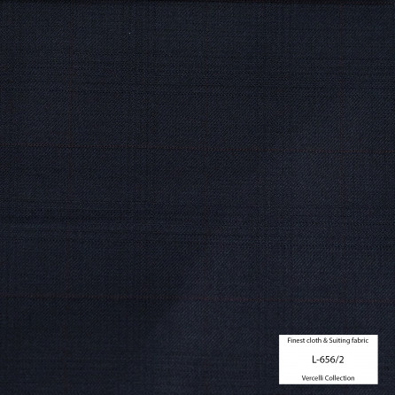 L656/2 Vercelli VII - 95% Wool - Xanh đen caro ẩn sọc đỏ